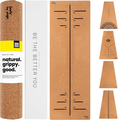 Luxury Cork Yoga Mat - Non Slip, Extra Thick Grip. Extra Large & Long. More Comfort and Support. Tough Enough For Hot Yoga. Cork + Natural Rubber, Non Toxic and Eco Friendly. Optional Alignment Lines.