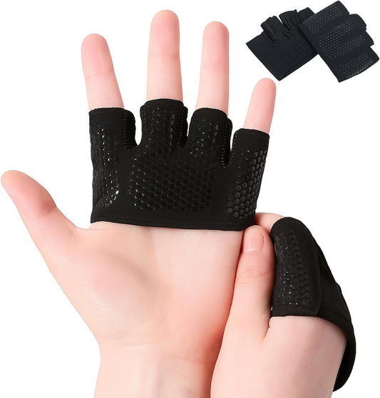 Mini Workout Gloves Women - Thin Gym Gloves with Grips for Weight Lifting, Pilates, Yoga & Dance - Minimal Fingerless Callus Guard for Women Weightlifting Exercise
