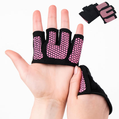 Mini Workout Gloves Women - Thin Gym Gloves with Grips for Weight Lifting, Pilates, Yoga & Dance - Minimal Fingerless Callus Guard for Women Weightlifting Exercise