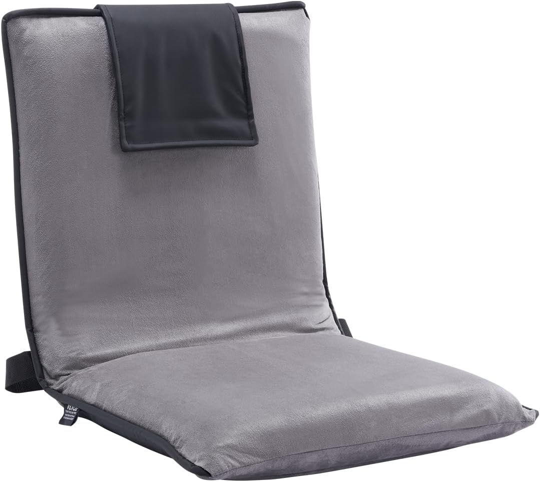 Floor Chair, 6-Position Adjustable Meditation Chair with Back Support, Folding Sofa Chair for Reading TV Watching and Gaming, Portable Floor Seat Lounge Sofa Chair for Kids Teens Adults, Gray