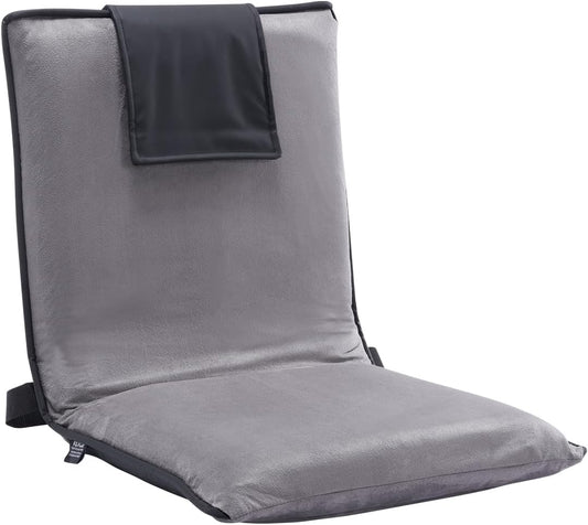 Floor Chair, 6-Position Adjustable Meditation Chair with Back Support, Folding Sofa Chair for Reading TV Watching and Gaming, Portable Floor Seat Lounge Sofa Chair for Kids Teens Adults, Gray
