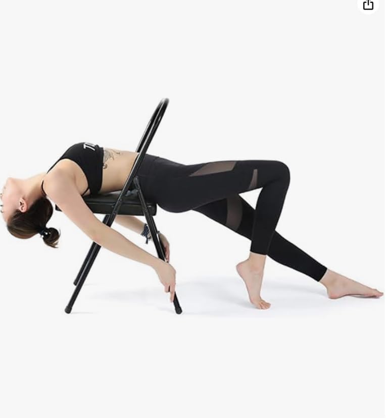 Pilates Yoga Chair, Professional Iyengar Auxiliary Chair, Yoga, Hardened and Thick Yoga Folding Chair, Solid Anti-Slip, Stable and Durable, Black,Blac