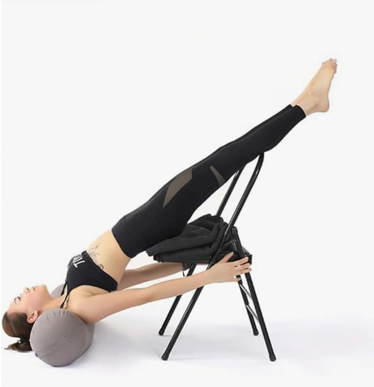 Pilates Yoga Chair, Professional Iyengar Auxiliary Chair, Yoga, Hardened and Thick Yoga Folding Chair, Solid Anti-Slip, Stable and Durable, Black,Blac