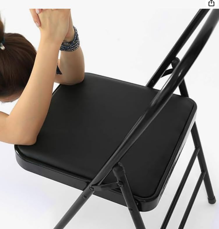 Pilates Yoga Chair, Professional Iyengar Auxiliary Chair, Yoga, Hardened and Thick Yoga Folding Chair, Solid Anti-Slip, Stable and Durable, Black,Blac