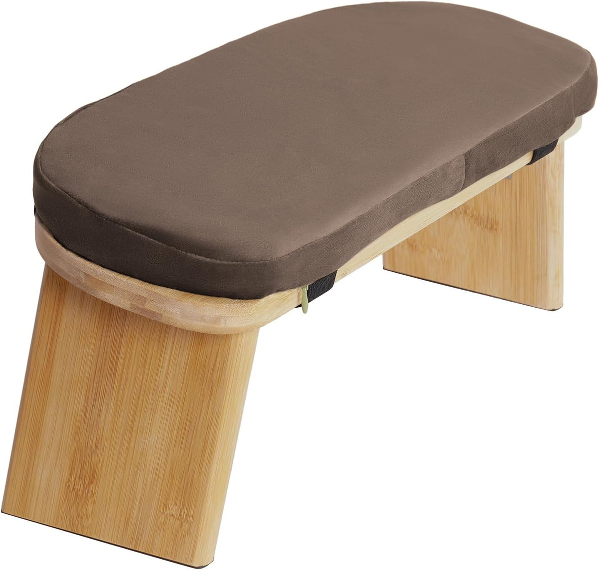 Bamboo Meditation Bench with Cushion, Folding Kneeling Meditation Bench, Portable Kneeling Chair for Kneeling or Sitting, 396.83lbs Load Max (Green)