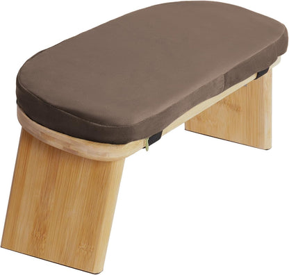 Bamboo Meditation Bench with Cushion, Folding Kneeling Meditation Bench, Portable Kneeling Chair for Kneeling or Sitting, 396.83lbs Load Max (Green)