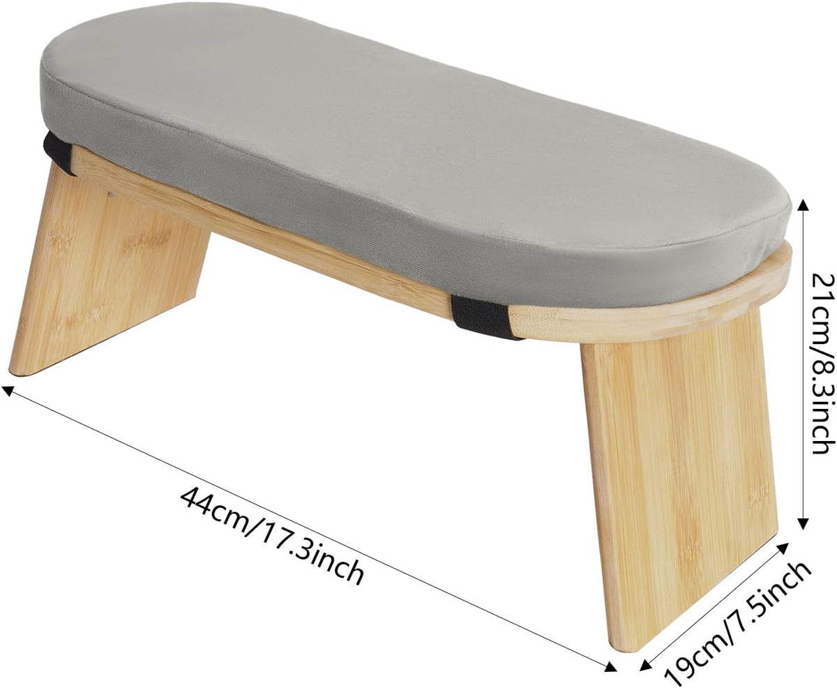 Bamboo Meditation Bench with Cushion, Folding Kneeling Meditation Bench, Portable Kneeling Chair for Kneeling or Sitting, 396.83lbs Load Max (Green)