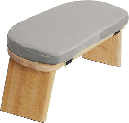 Bamboo Meditation Bench with Cushion, Folding Kneeling Meditation Bench, Portable Kneeling Chair for Kneeling or Sitting, 396.83lbs Load Max (Green)