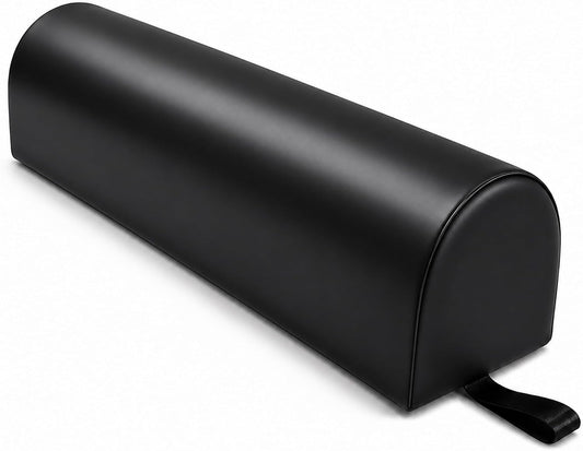 3/4 Round Massage Bolster Pillow 22 x 7 x 7 Inch, Professional Massage Table Bolster Cushion, Support Pillow for Spa, Physical Therapy, Chiropractic, Knee & Leg Support, Black