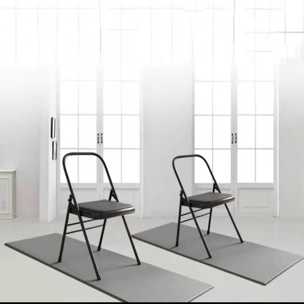 Yoga Auxiliary Chair Iyengar Yoga Chair,Backless Yoga Chair Prop,Pilates Chair,Foldable and Portable Folding Stools for Yoga,Black