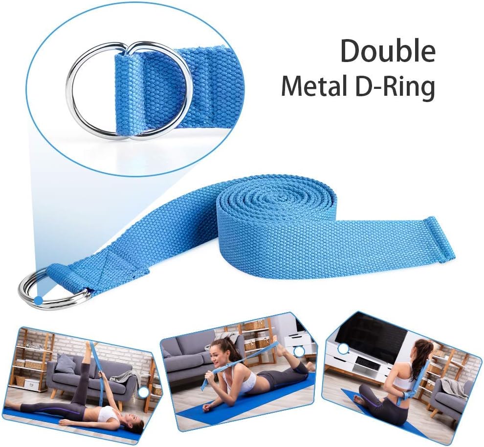 2 Pack Cork Yoga Blocks with Yoga Strap Set - 4 x 6 x 9 inch