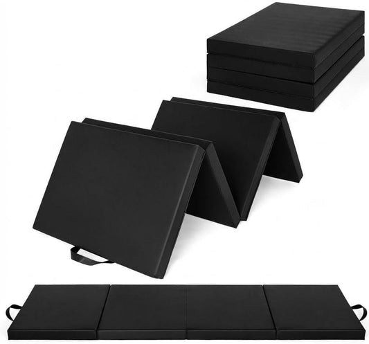 6x2FT Folding Gymnastics Mat, 2-Inch Thick 4-Fold Exercise Floor Mat for Home Gym, Portable Yoga Mat for Pilates, Aerobics, Martial Arts & Training
