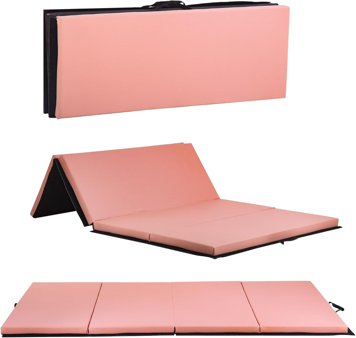 Gymnastics Tumbling Mat Portable Gymnastics Mat Foldable Tumbling Mat 2ft W 6ft L/4ft W 6ft L/4ft W 8ft L/4ft W 10ft Exercise Mat Yoga Mat with Carrying Handles for Yoga Gymnastics