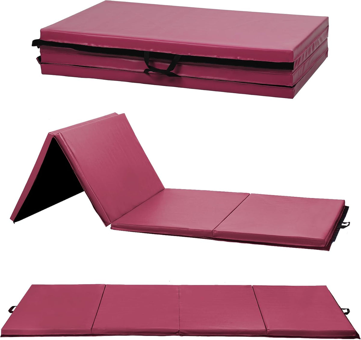 Gymnastics Tumbling Mat Portable Gymnastics Mat Foldable Tumbling Mat 2ft W 6ft L/4ft W 6ft L/4ft W 8ft L/4ft W 10ft Exercise Mat Yoga Mat with Carrying Handles for Yoga Gymnastics