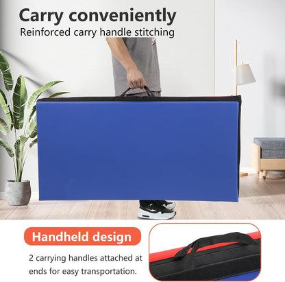 Gymnastics Tumbling Mat Portable Gymnastics Mat Foldable Tumbling Mat 2ft W 6ft L/4ft W 6ft L/4ft W 8ft L/4ft W 10ft Exercise Mat Yoga Mat with Carrying Handles for Yoga Gymnastics