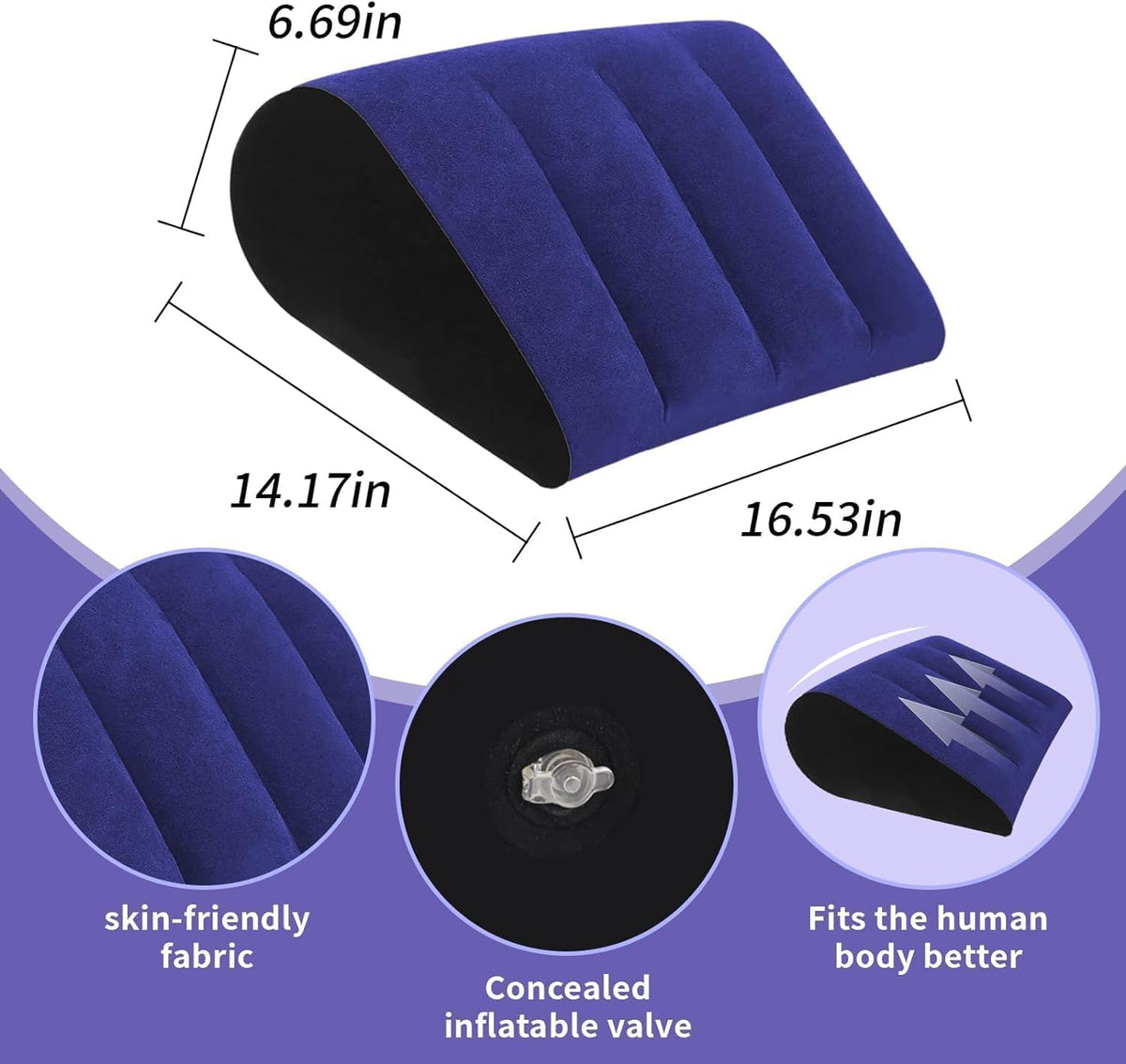 Bed Wedge Pillow, Inflatable Pillow for Couples Soft Portable Positioning Triangle Sofa Pillow Body Positioners Cushion Sweater Yoga LX-M7