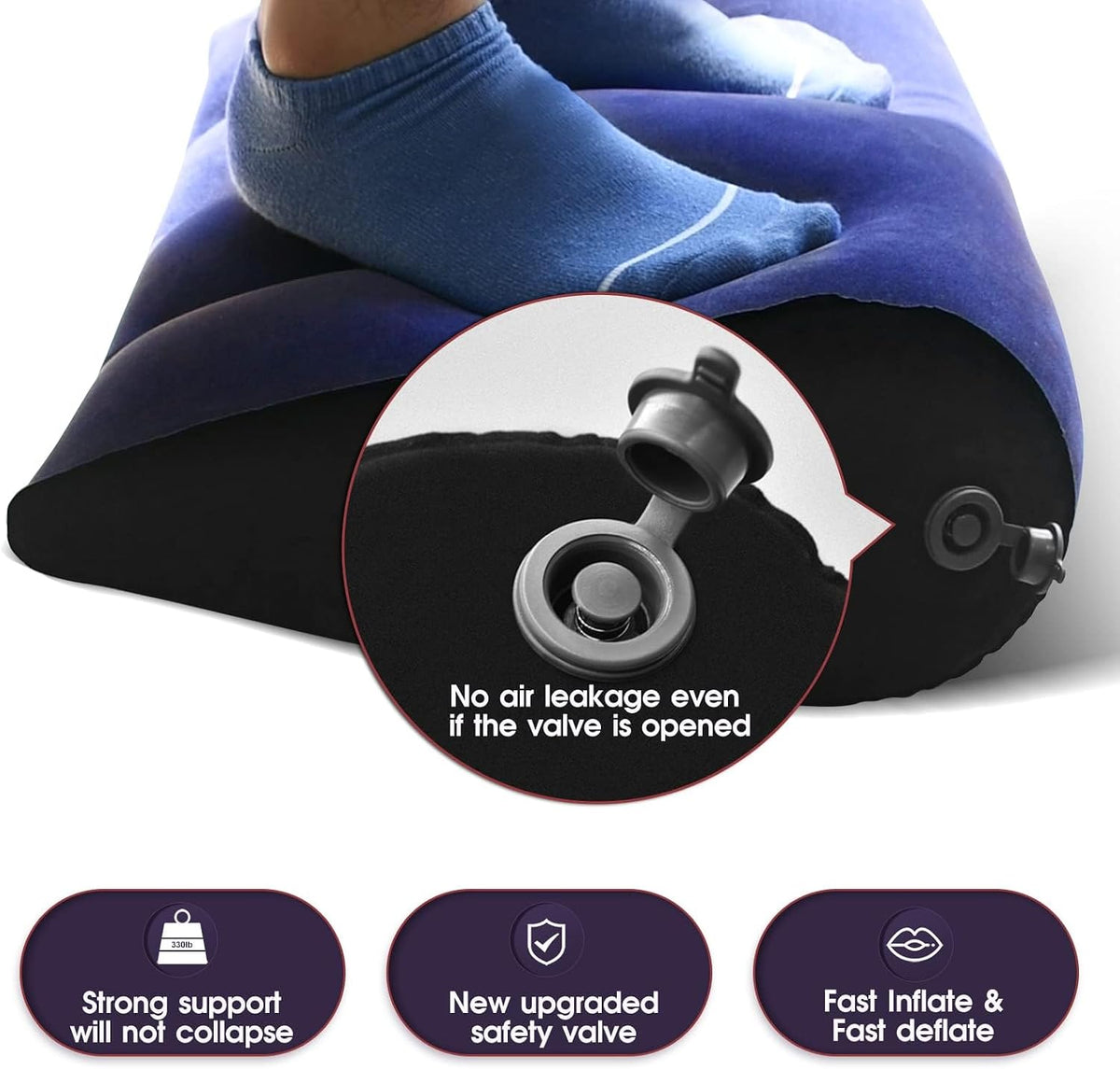 Bed Wedge Pillow, Inflatable Pillow for Couples Soft Portable Positioning Triangle Sofa Pillow Body Positioners Cushion Sweater Yoga LX-M7