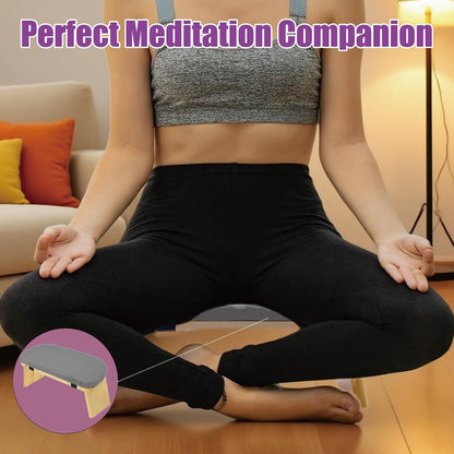 Meditation Bench, Portable Bamboo Meditation Stool, Folding Kneeling Meditation Bench, Anterior Tilt Bench, Prayer Bench with Meditation Chair with Thick Cushion, Kneeling Stool