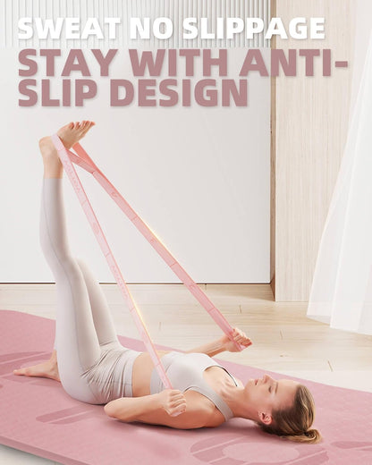 Yoga Strap and Resistance Bands-Exercise Elastic Bands for Working Out Women with 10 Loops-Perfect for Stretching and Physical Therapy