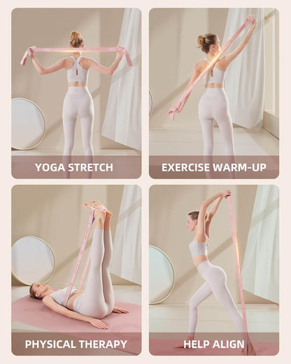 Yoga Strap and Resistance Bands-Exercise Elastic Bands for Working Out Women with 10 Loops-Perfect for Stretching and Physical Therapy