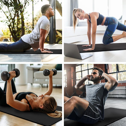 Multi-Purpose Fitness Mat, Cushioned & Non-Slip Foam for Yoga, Pilates, HIIT, Skid-Resistant and Tear-Resistant, 24"x72" with Carry Strap