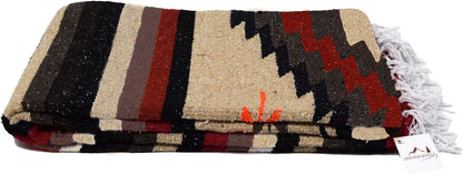 Open Road Goods Handwoven Mexican Diamond Blanket, Throw, or Yoga Bolster - Southwestern Style Blanket - Brown