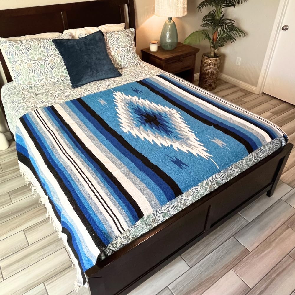 Open Road Goods Handwoven Mexican Diamond Blanket, Throw, or Yoga Bolster - Southwestern Style Blanket - Brown