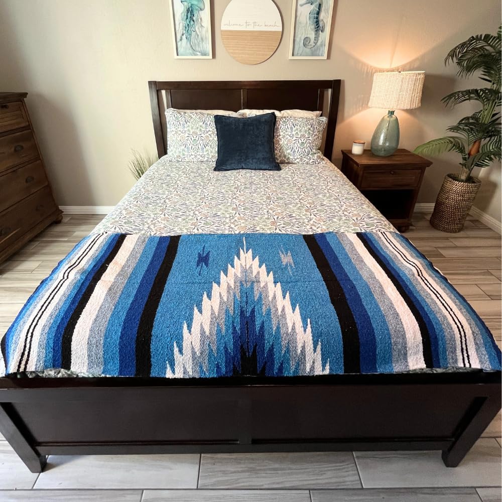 Open Road Goods Handwoven Mexican Diamond Blanket, Throw, or Yoga Bolster - Southwestern Style Blanket - Brown