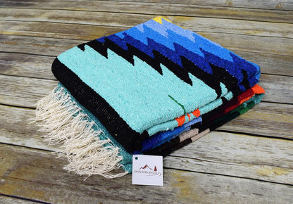 Open Road Goods Handwoven Mexican Diamond Blanket, Throw, or Yoga Bolster - Southwestern Style Blanket - Brown
