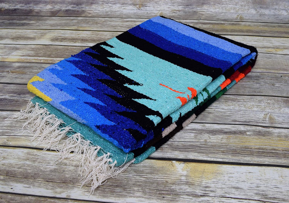 Open Road Goods Handwoven Mexican Diamond Blanket, Throw, or Yoga Bolster - Southwestern Style Blanket - Brown