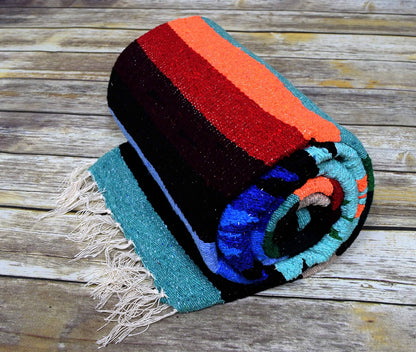 Open Road Goods Handwoven Mexican Diamond Blanket, Throw, or Yoga Bolster - Southwestern Style Blanket - Brown