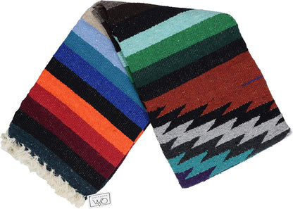 Open Road Goods Handwoven Mexican Diamond Blanket, Throw, or Yoga Bolster - Southwestern Style Blanket - Brown