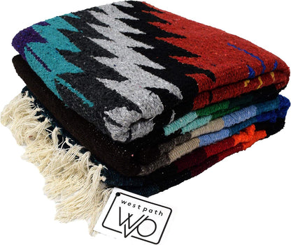 Open Road Goods Handwoven Mexican Diamond Blanket, Throw, or Yoga Bolster - Southwestern Style Blanket - Brown