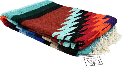 Open Road Goods Handwoven Mexican Diamond Blanket, Throw, or Yoga Bolster - Southwestern Style Blanket - Brown