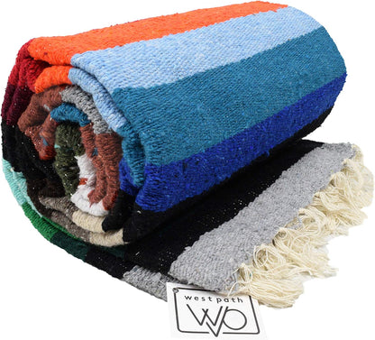 Open Road Goods Handwoven Mexican Diamond Blanket, Throw, or Yoga Bolster - Southwestern Style Blanket - Brown