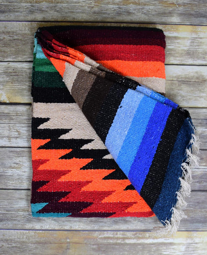 Open Road Goods Handwoven Mexican Diamond Blanket, Throw, or Yoga Bolster - Southwestern Style Blanket - Brown