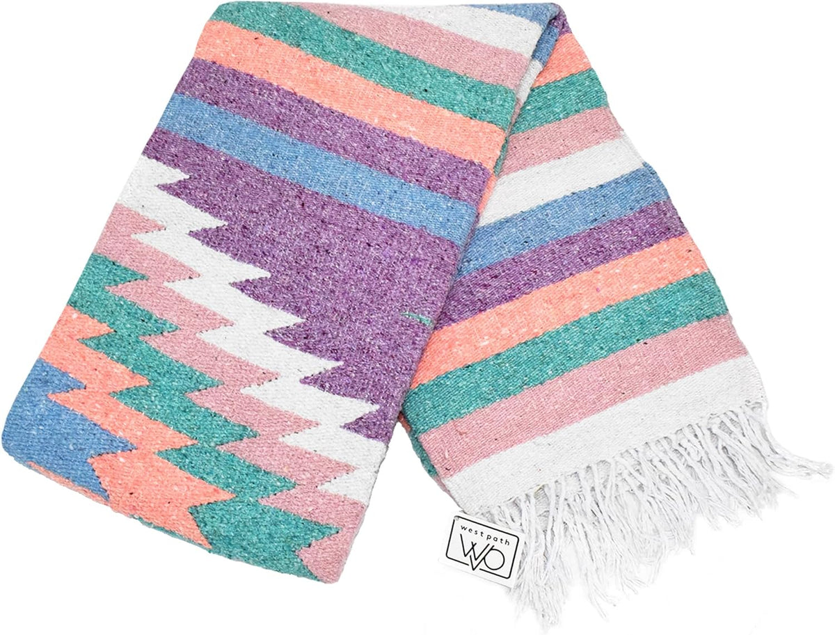 Open Road Goods Handwoven Mexican Diamond Blanket, Throw, or Yoga Bolster - Southwestern Style Blanket - Brown