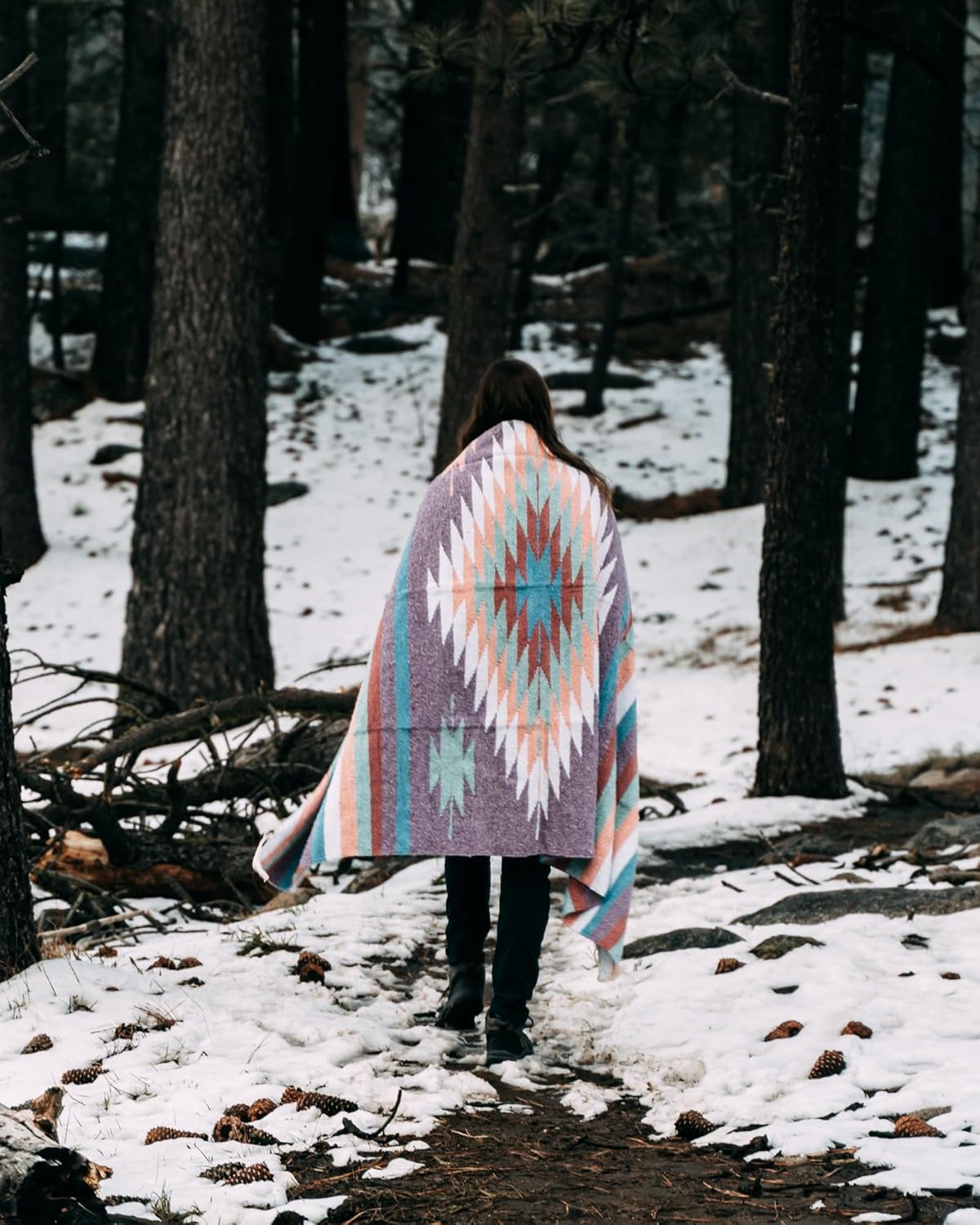 Open Road Goods Handwoven Mexican Diamond Blanket, Throw, or Yoga Bolster - Southwestern Style Blanket - Brown