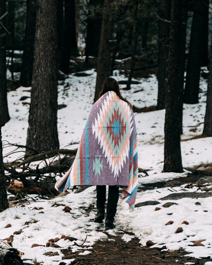 Open Road Goods Handwoven Mexican Diamond Blanket, Throw, or Yoga Bolster - Southwestern Style Blanket - Brown