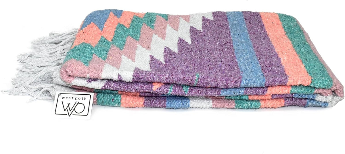 Open Road Goods Handwoven Mexican Diamond Blanket, Throw, or Yoga Bolster - Southwestern Style Blanket - Brown