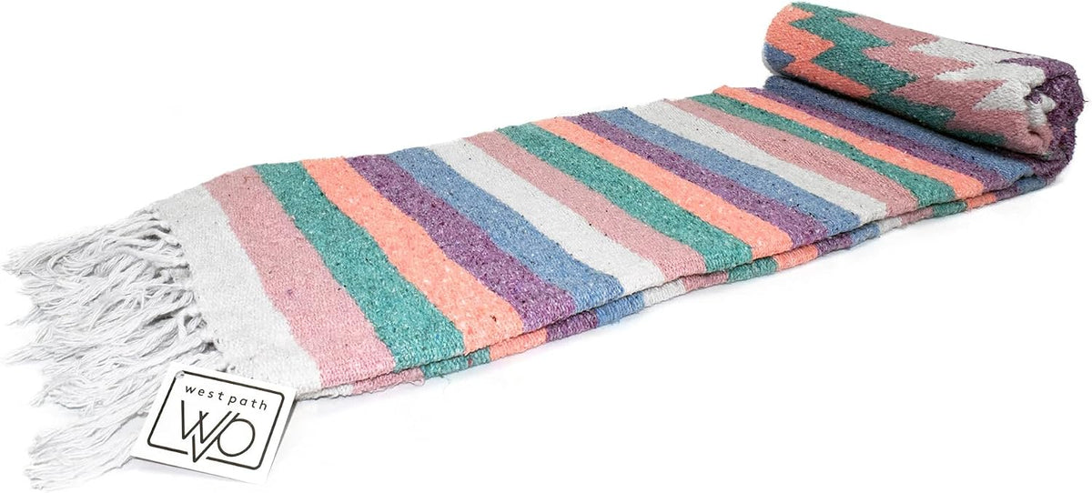 Open Road Goods Handwoven Mexican Diamond Blanket, Throw, or Yoga Bolster - Southwestern Style Blanket - Brown
