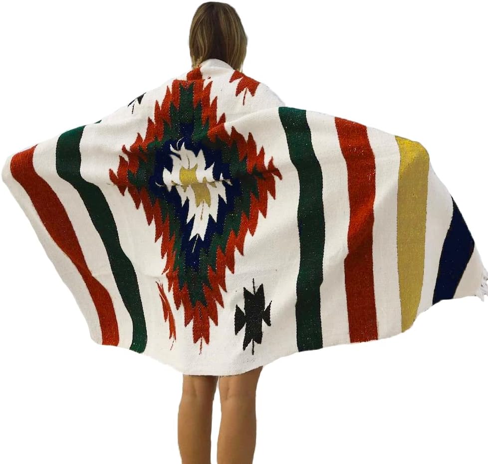 Open Road Goods Handwoven Mexican Diamond Blanket, Throw, or Yoga Bolster - Southwestern Style Blanket - Brown