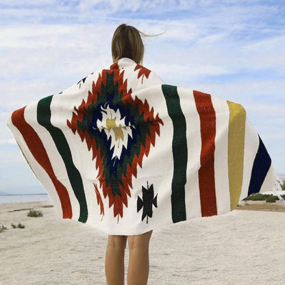 Open Road Goods Handwoven Mexican Diamond Blanket, Throw, or Yoga Bolster - Southwestern Style Blanket - Brown