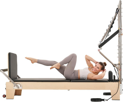 Pilates Reformer Foldable, Suitable for Intermediate and Beginners Users, Pilates Equipment for Home Gym Studio Use with 4 Adjustable Resistance Spring, Up to 400 LBS