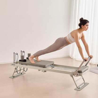 Pilates Reformer Foldable, Suitable for Intermediate and Beginners Users, Pilates Equipment for Home Gym Studio Use with 4 Adjustable Resistance Spring, Up to 400 LBS