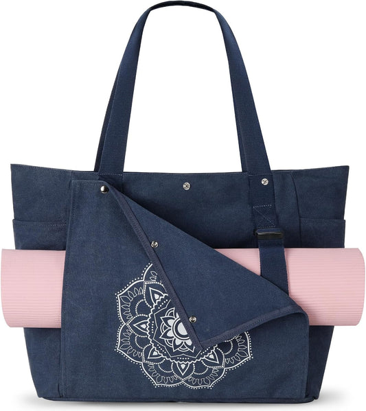 Yoga Mat Bag For Women Canvas Tote Pilates Gym Bag With Mat Carrier
