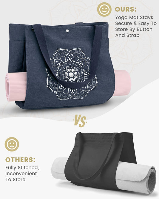 Yoga Mat Bag For Women Canvas Tote Pilates Gym Bag With Mat Carrier