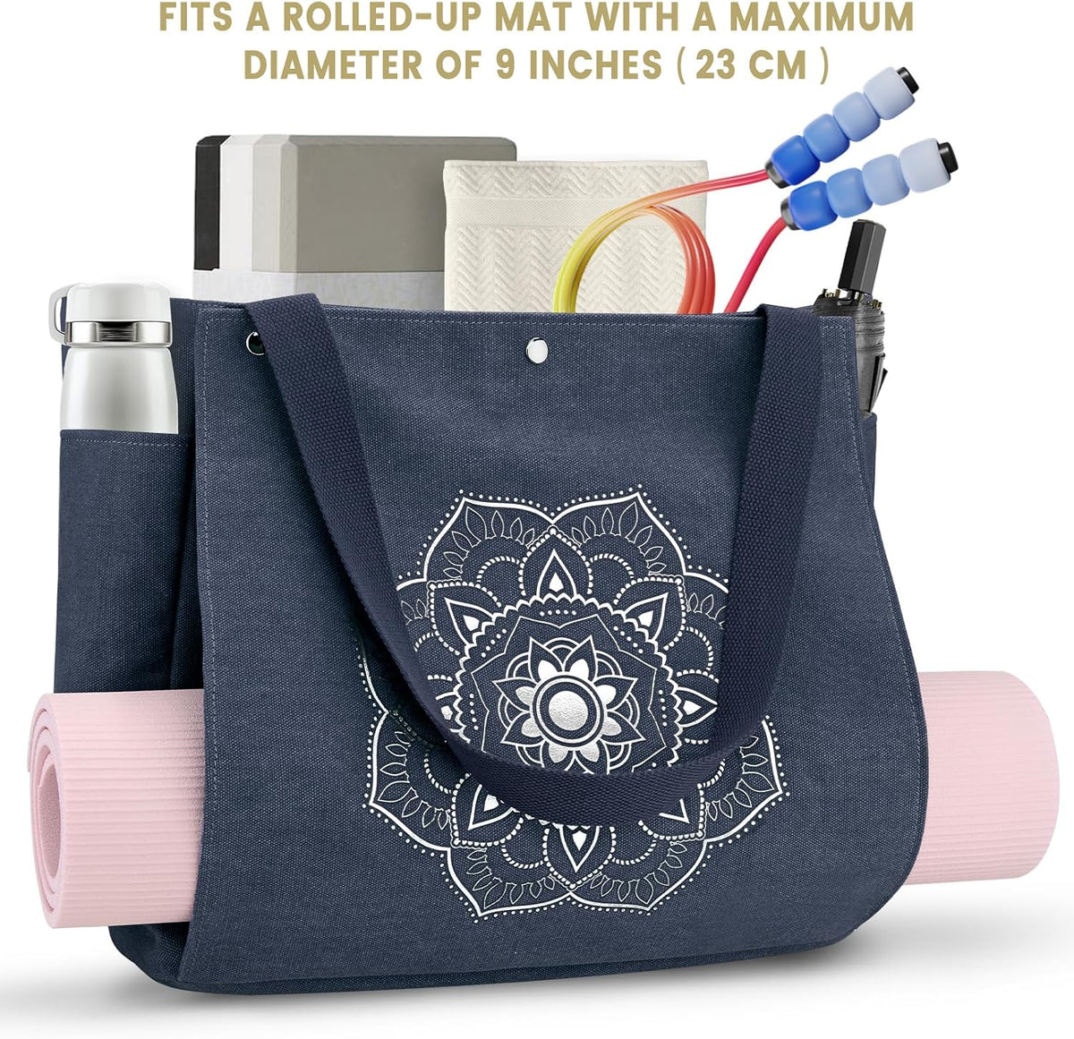 Yoga Mat Bag For Women Canvas Tote Pilates Gym Bag With Mat Carrier
