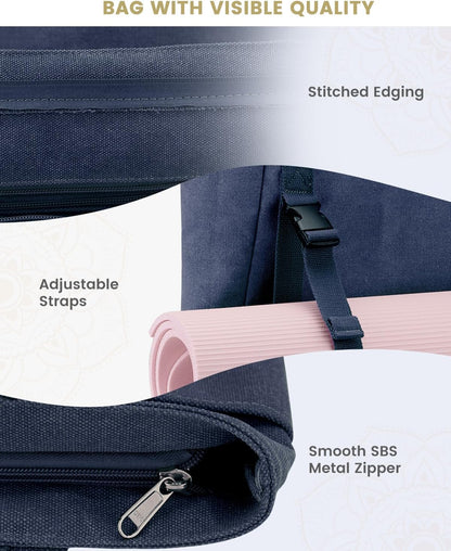 Yoga Mat Bag For Women Canvas Tote Pilates Gym Bag With Mat Carrier