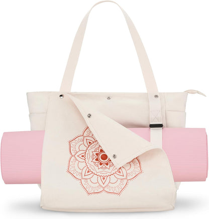 Yoga Mat Bag For Women Canvas Tote Pilates Gym Bag With Mat Carrier